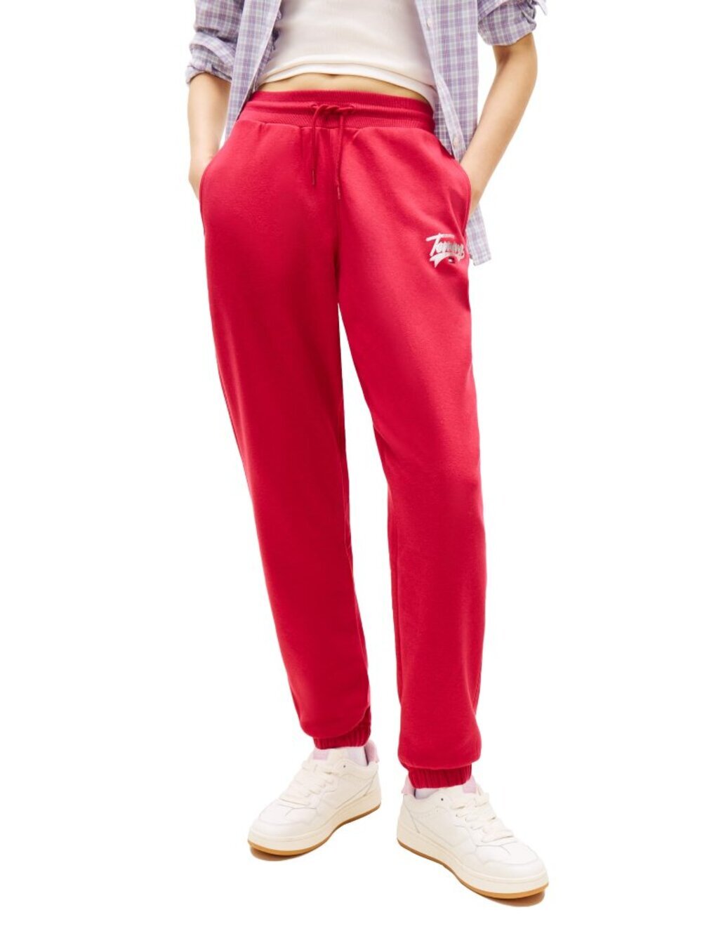 NWT New Tommy Jeans Relaxed Printed Logo Jogger Sweatpants Ruby Rhubarb Size XL